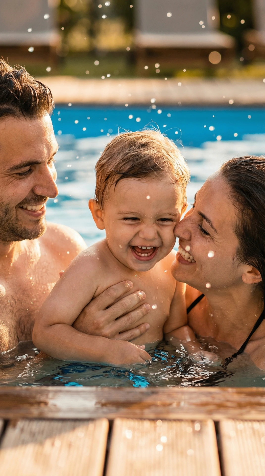 Família na Piscina